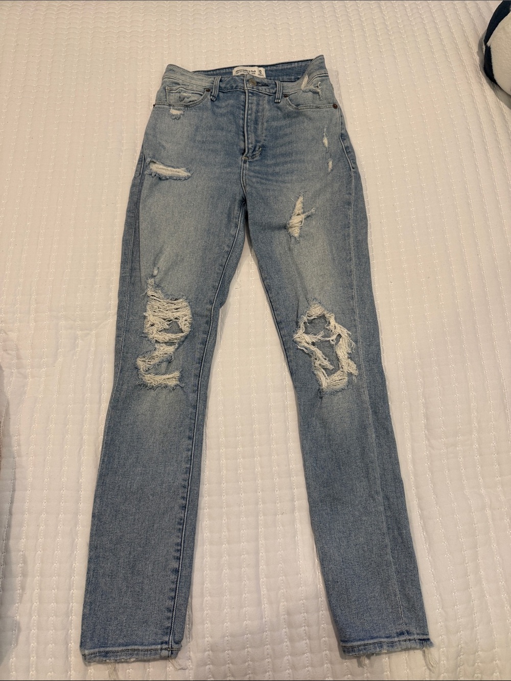Abercrombie and Fitch Light Blue Distressed Women's Jeans